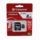 MicroSD 8GB Transcend Class 10 +SD адаптер